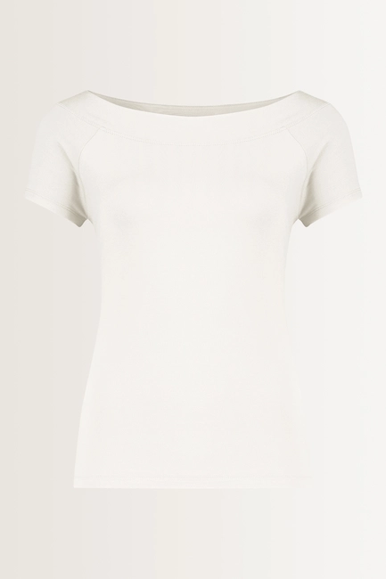 Jersey boothals top korte mouw