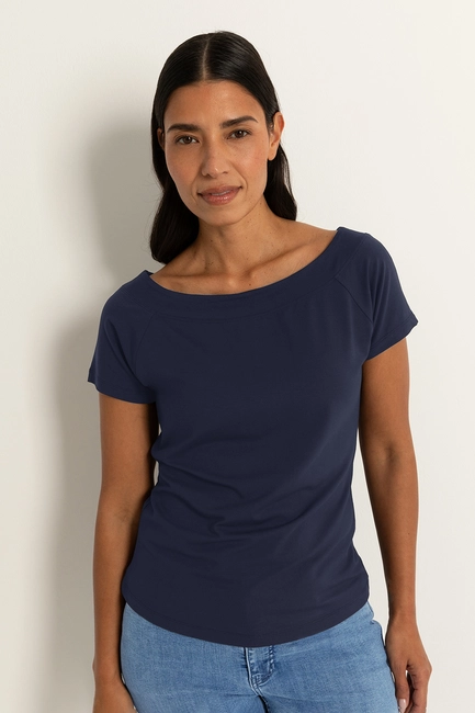 Jersey boothals top korte mouw