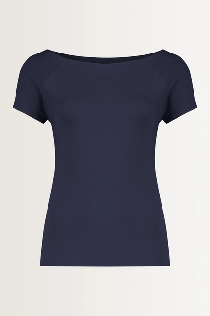 Jersey boothals top korte mouw