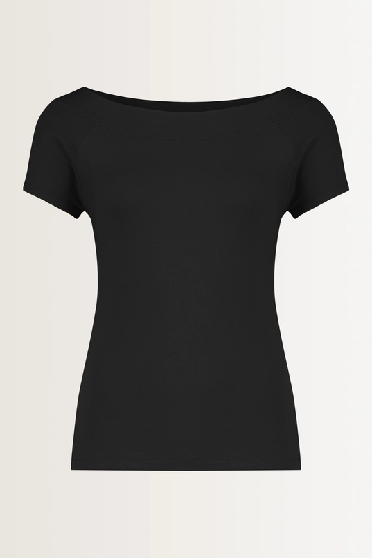 Jersey boothals top korte mouw