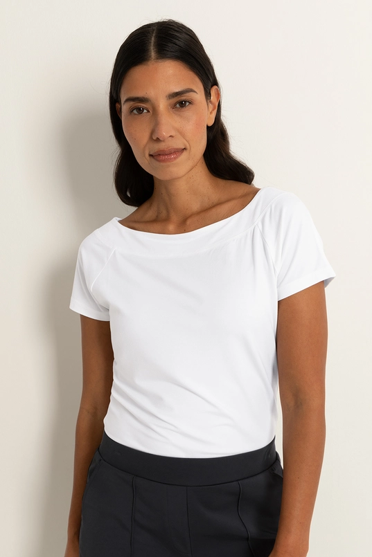 Jersey boothals top korte mouw