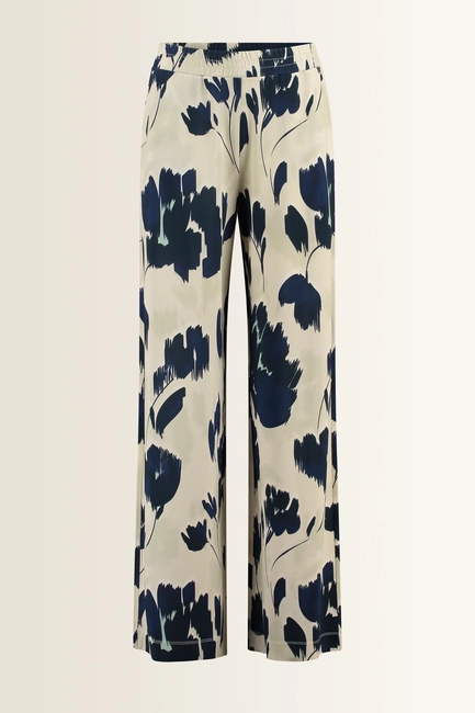 Jersey broek met aquarel bloemenprint