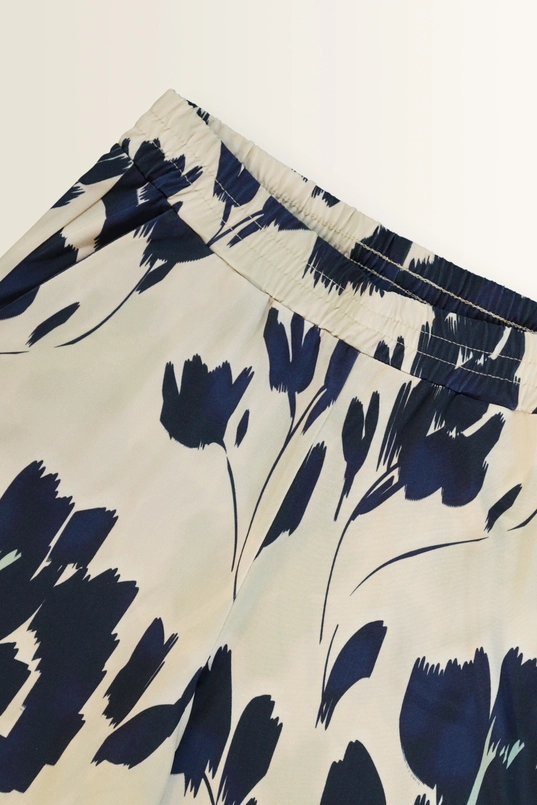 Jersey broek met aquarel bloemenprint