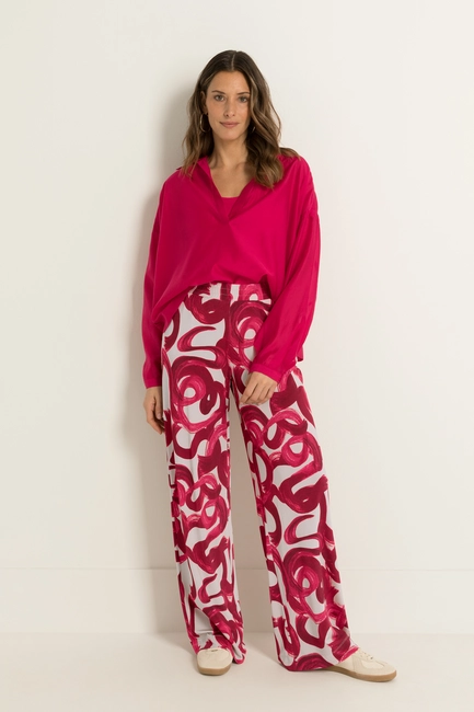Jersey broek met penseelstreekdessin