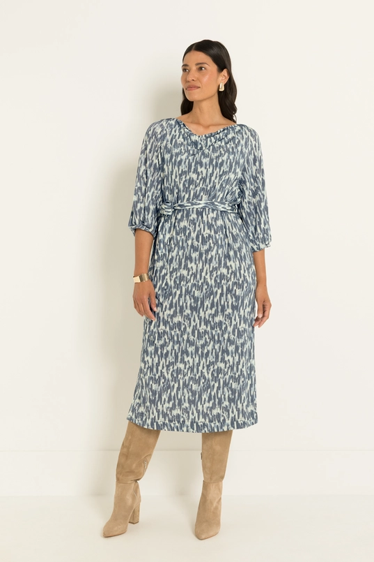 Jersey dress vi el all over blue tone print slinky