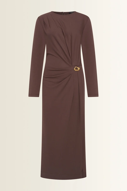 Jersey jurk met brochedetail