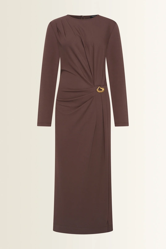 Jersey jurk met brochedetail