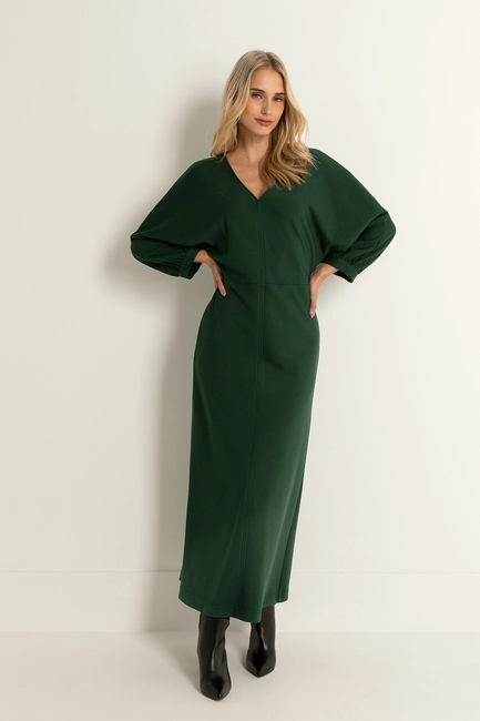 Jersey jurk met vleermuismouwen