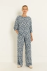 Jersey pants all over blue tone print slinky