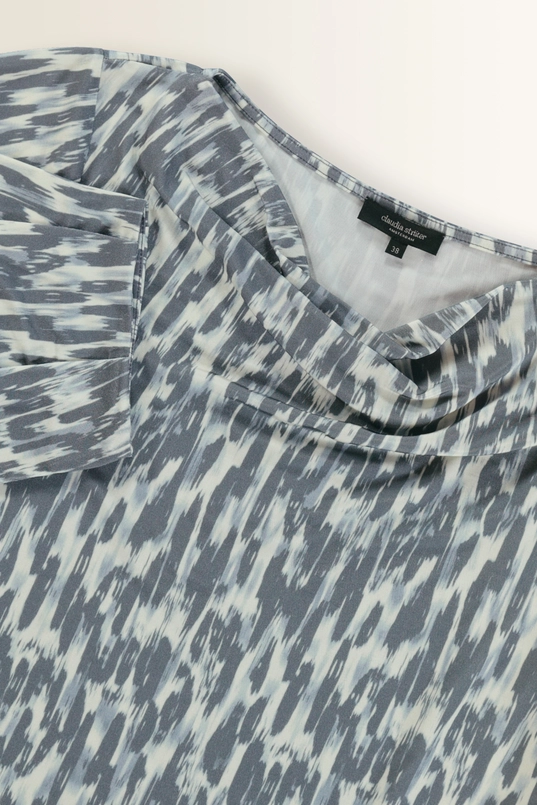 Jersey top allover print blue tones slinky