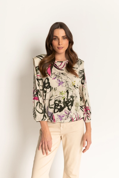 Jersey top bloemprint