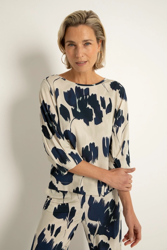 Jersey top met aquarel bloemenprint