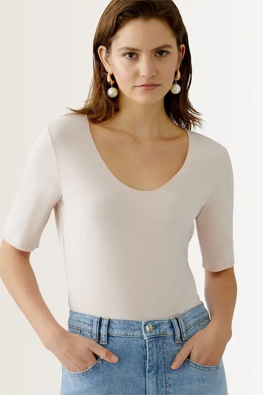Jersey top met diepe hals OUI