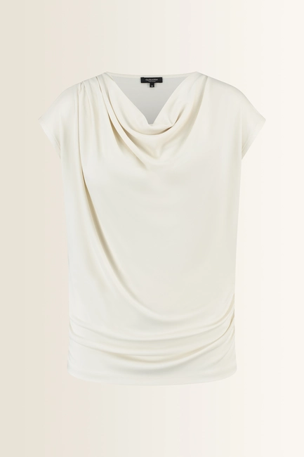 Jersey top met drapehals