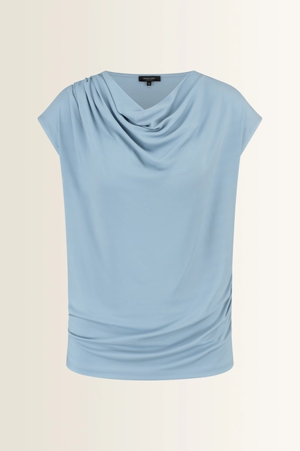 Jersey top met drapehals