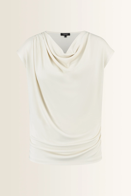 Jersey top met drapehals