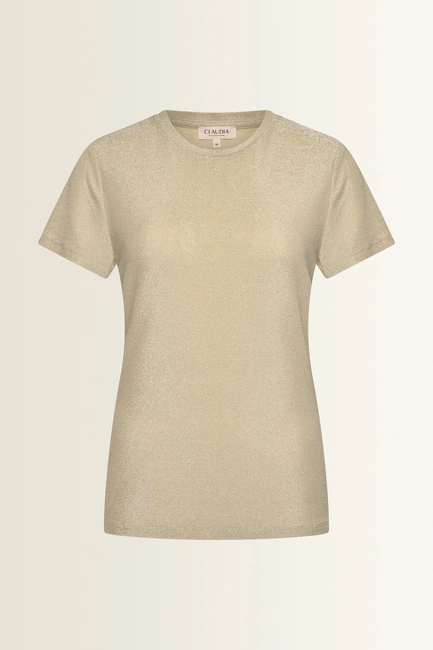 Jersey top met metallic glans