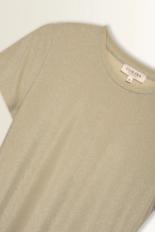Jersey top met metallic glans