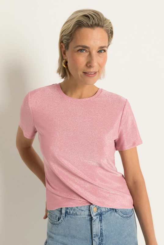 Jersey top met metallic glans