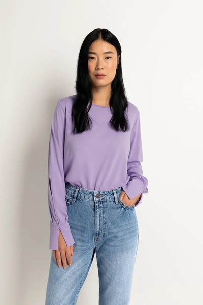 Jersey top met mouwsplit