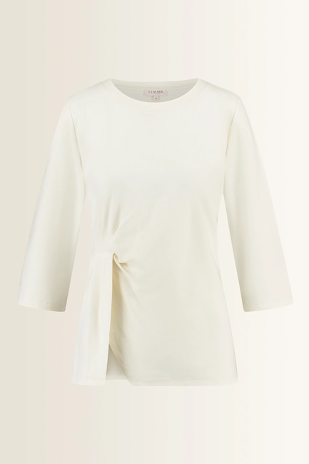 Jersey top met plooidetail en split