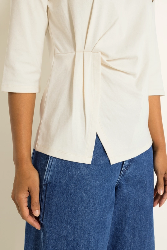Jersey top met plooidetail en split