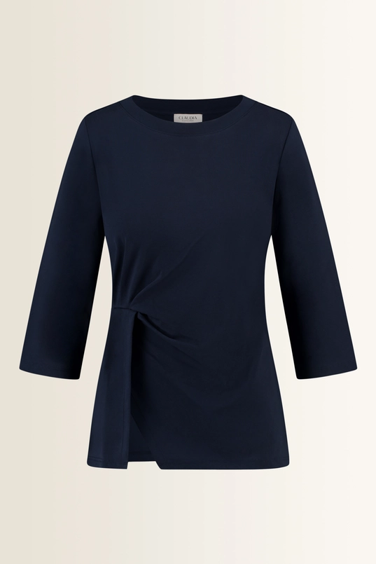 Jersey top met plooidetail en split