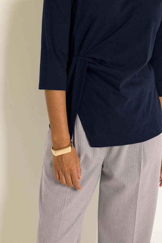 Jersey top met plooidetail en split