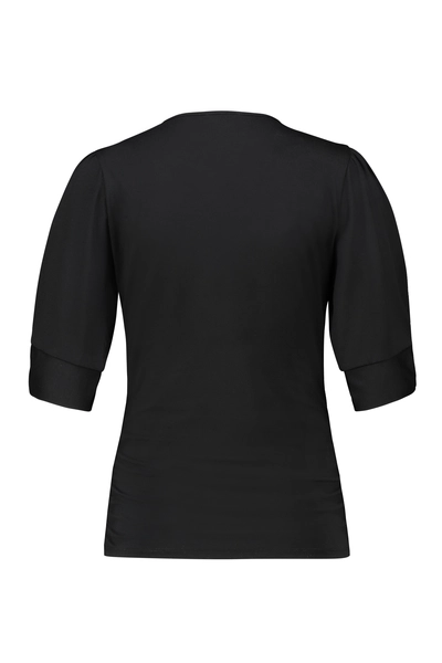Jersey top met pofmouwen