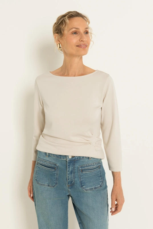Jersey top met zijdrapering