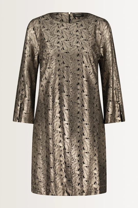 Jurk met metallic bladmotief