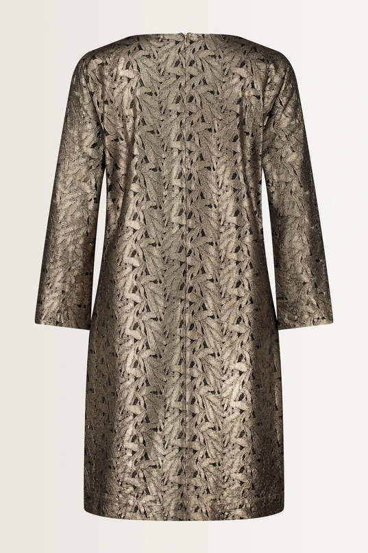 Jurk met metallic bladmotief