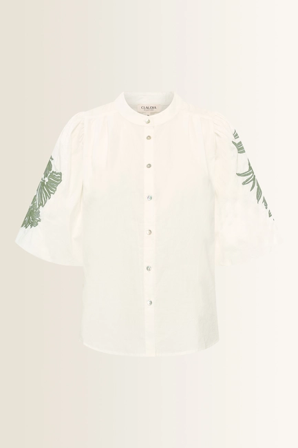 Katoenen blouse met bloemenborduursel