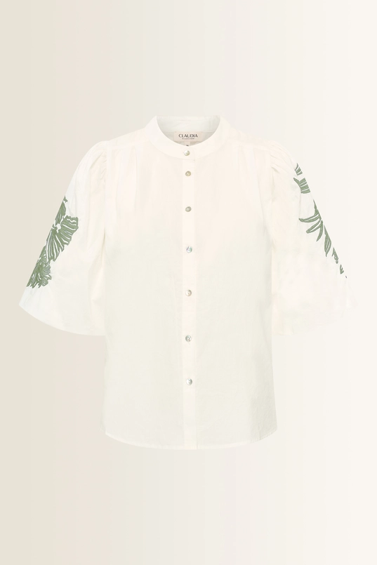 Katoenen blouse met bloemenborduursel
