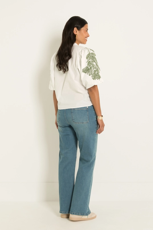 Katoenen blouse met bloemenborduursel