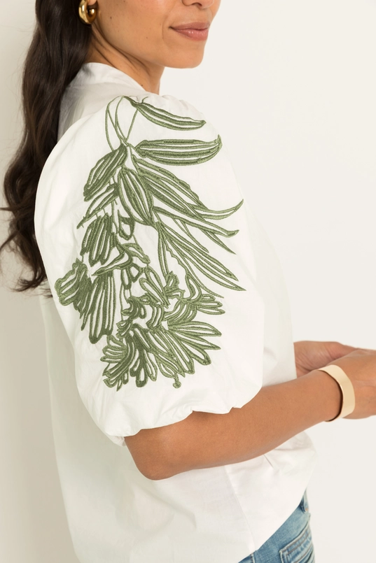 Katoenen blouse met bloemenborduursel