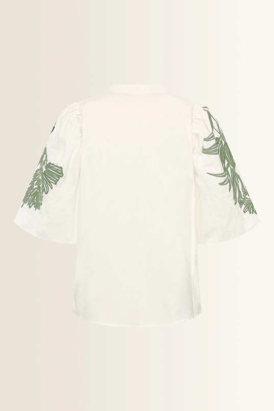 Katoenen blouse met bloemenborduursel