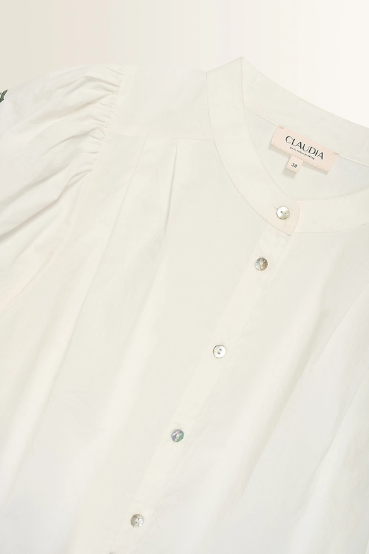 Katoenen blouse met bloemenborduursel