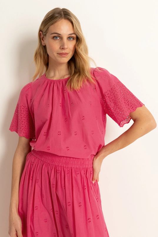 Katoenen blouse met broderie