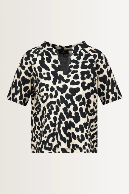 Katoenmix top met luipaardprint Monari