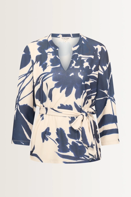 Kimono-blouse met aquarel bloemenprint