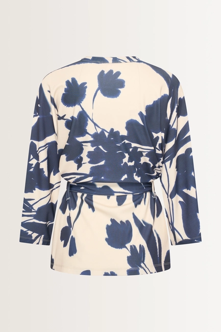 Kimono-blouse met aquarel bloemenprint