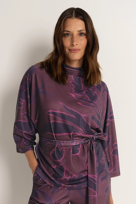 Kimono-blouse met aquarel bloemenprint