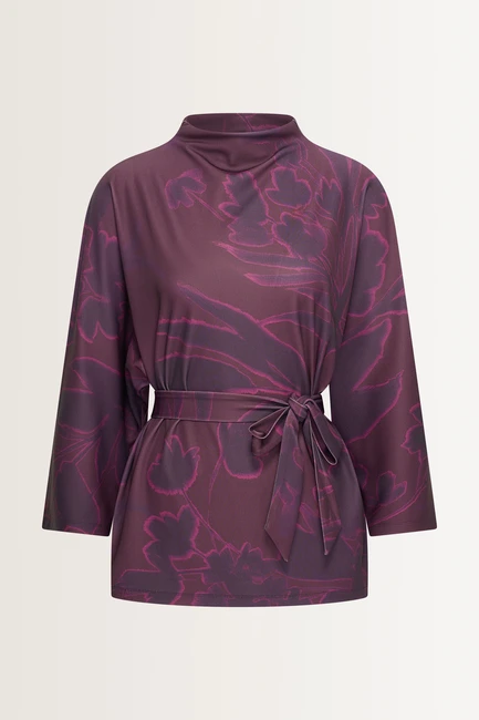 Kimono-blouse met aquarel bloemenprint