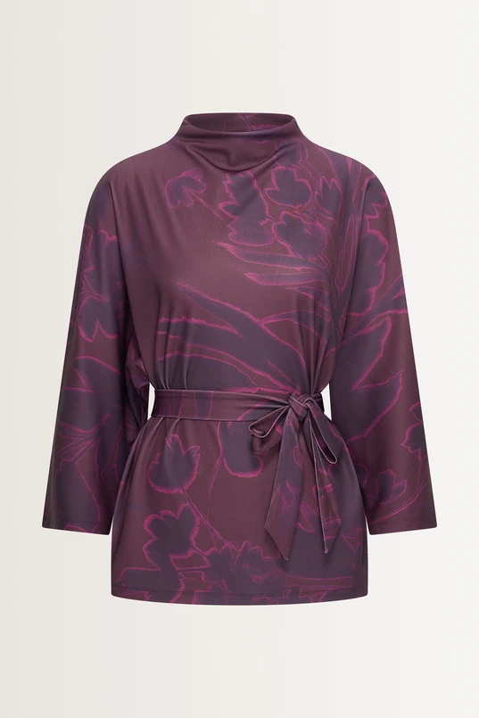 Kimono-blouse met aquarel bloemenprint