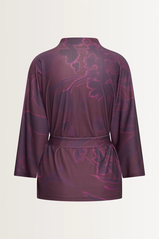 Kimono-blouse met aquarel bloemenprint