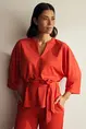 Kimono-blouse met strikceintuur