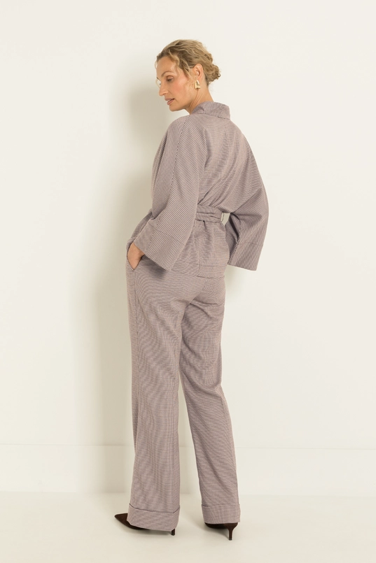 Kimonoblouse met ruitdessin