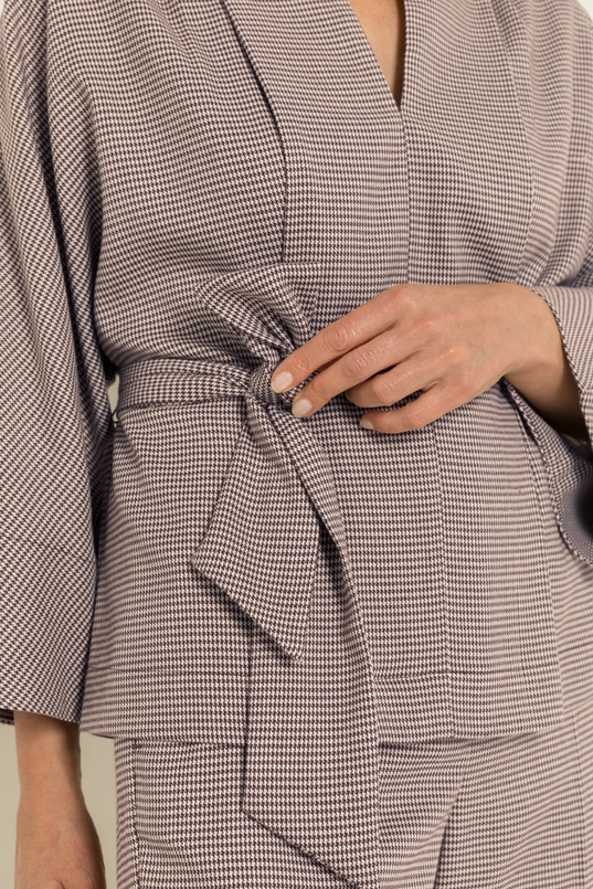 Kimonoblouse met ruitdessin