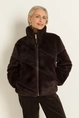 Kort jack van faux fur met diagonale banen MAURA